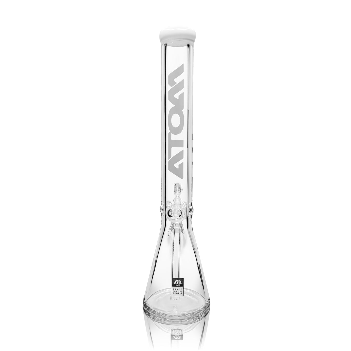 18" x 9mm White & White Thick Beaker Bong